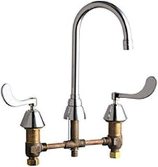 Chicago Faucets 786-E3ABCP Deck Mounted Kitchen Sink Faucet with Gooseneck Spout and Lever Handles