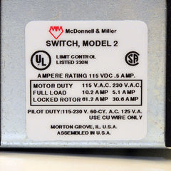 MCDONNELL & MILLER 110000 Switch Model 2 For Series 63 Low Water Cut-offs