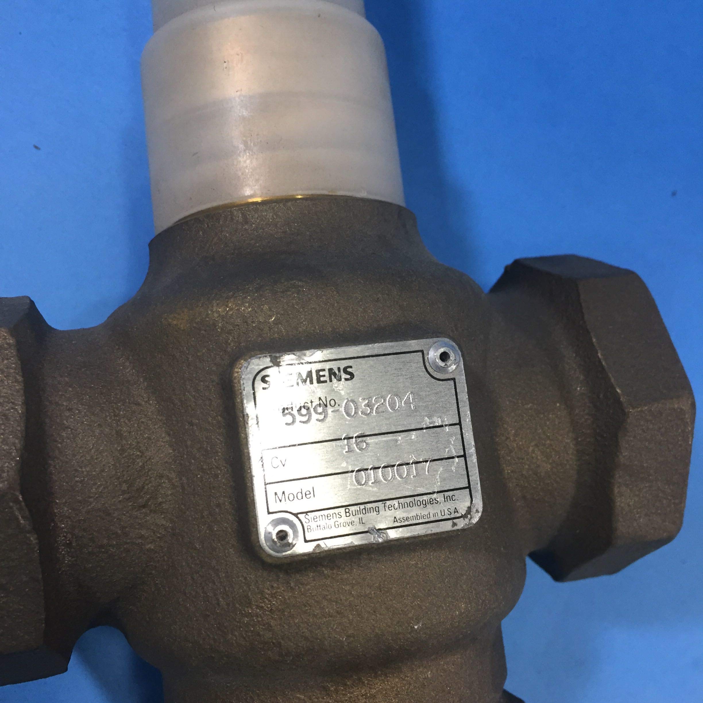 SIEMENS 599-03204 Valve 3-Way Mixing 1 1/4 Inch 16 Cv Brass Trim FxF Connection 3/4 Inch Stroke