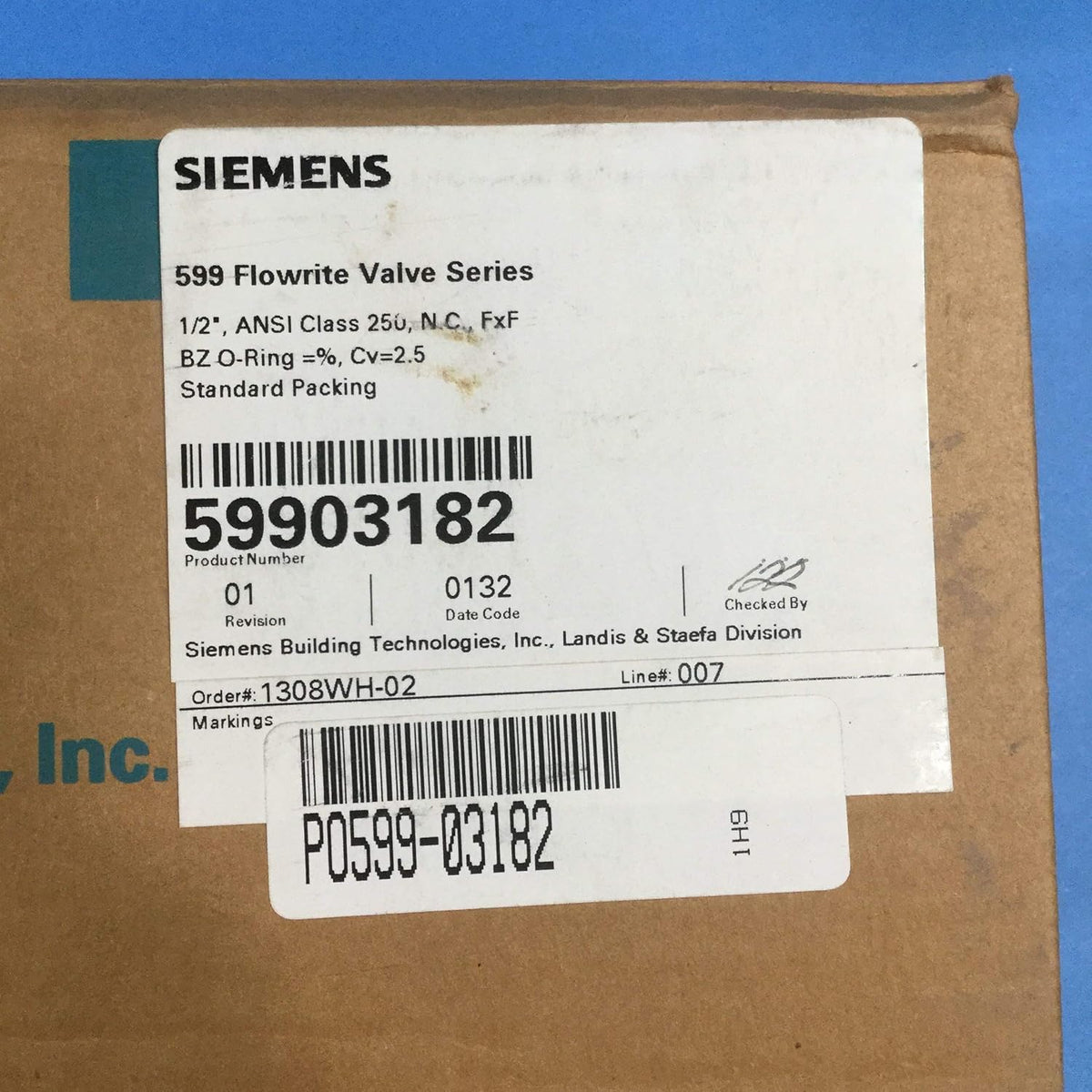 Siemens 599-03182 NC Valve Brass 2.5 Cv 250 Replacement 599-03182