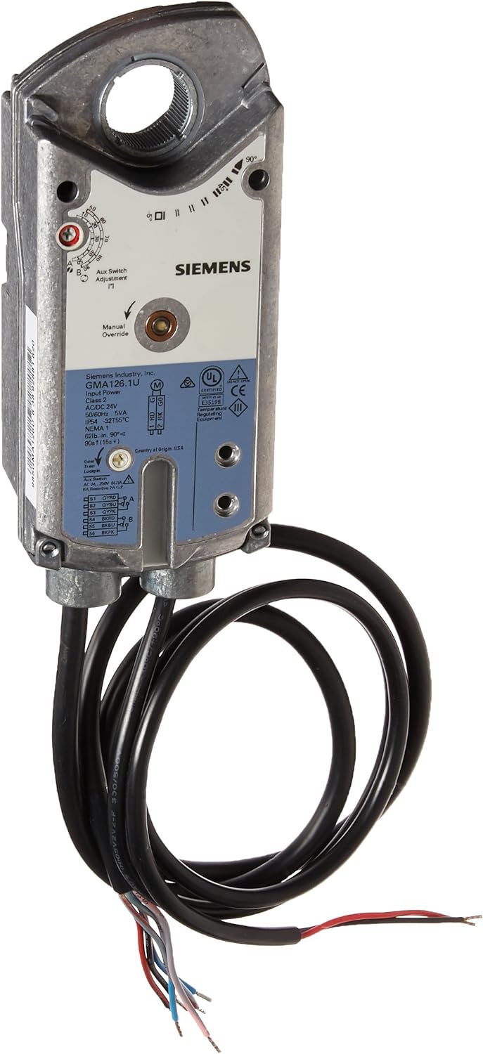 SIEMENS SIEMENS GMA126.1U Electronic Damper Actuator 24V 62 lb-in with Auxiliary Switches