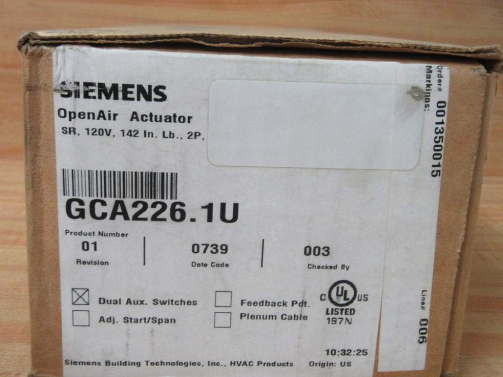 Siemens GCA226.1U Spring Return Rotary Damper Actuator 120VAC 160 lb-in