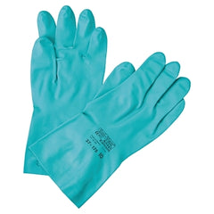 Ansell 100016 37-175 Nitrile Gloves Gauntlet Cuff Cotton Flock Lined Size 10 Green 17 mil