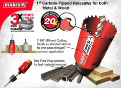 Diablo DHS1500CT 1-1/2 Inch Carbide General Purpose Hole Saw Snap-Lock Plus Mandrel System