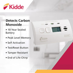 Kidde 21010047 C3010D Carbon Monoxide Alarm with Digital Display and 10 Year Sealed Battery