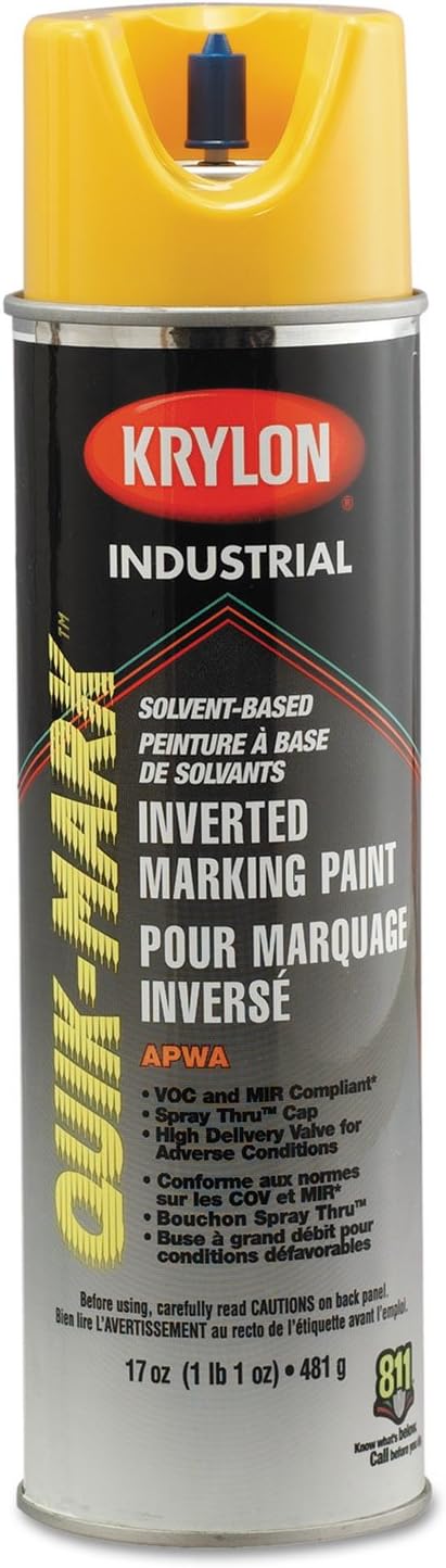 Krylon S03821 20-Oz. A.P.W.A. Hi-Viz Yellow Quik-Mark Inverted Marking Paint 12 Cans