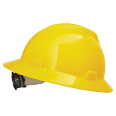 MSA 475366 V-Gard Full Brim Hard Hat Ratchet Suspension Yellow