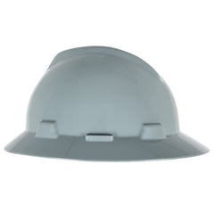 MSA 454731 V-Gard Full-Brim Hard Hat with Staz-On Pinlock Suspension | Polyethylene Shell, Superior Impact Protection, Self Adjusting Crown Straps - Standard Size in Gray