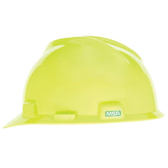 MSA 10061514 V-Gard Cap Style Safety Hard Hat With 1-Touch Suspension Polyethylene Shell Superior Impact Protection Self Adjusting Crown Straps Standard Size Hi-Viz Yellow-Green Stripe