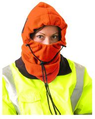 OccuNomix 1070-HVO Hi-Viz Orange 100% Polyester Plush Fleece Hot Rods 3-In-1 Balaclava Heavyweight 350 gm