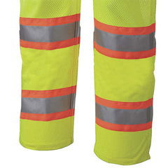 Pioneer V1070160U-XL High Visibility Polyester Knit Traffic Safety Coverall Mesh Reflective Tape Leg Zippers Yellow/Green XL