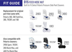 Polaris D15 Feed Hose Nut Replacement Part for Pressure-Side Pool Cleaners 280, 280 TankTrax, 380, TR28P, 180