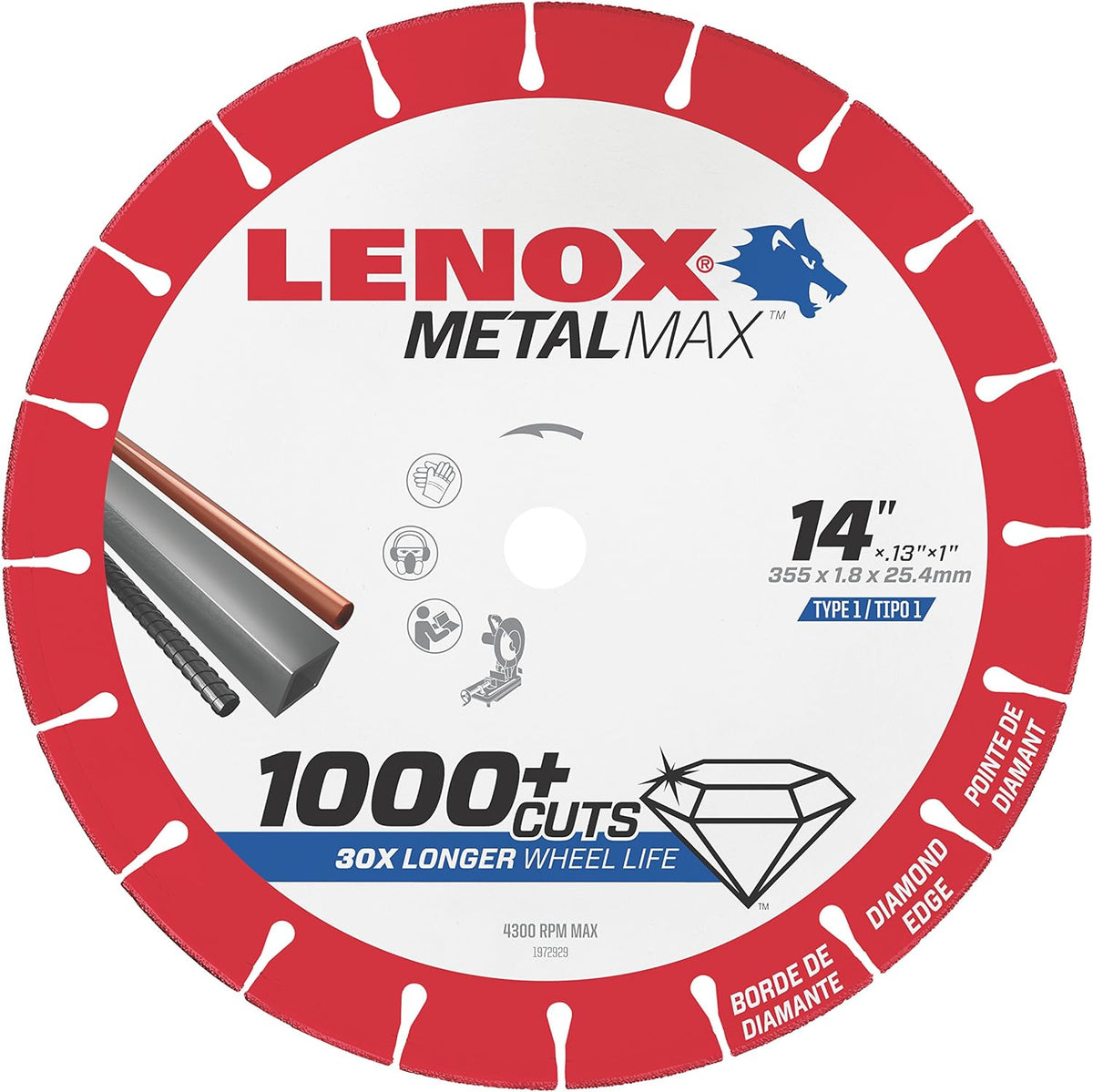 Lenox 1972929 Cutting Wheel Diamond Edge 14 Inch