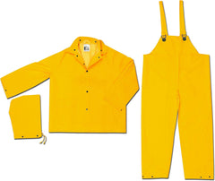 MCR Safety 2003X4 Classic PVC/Polyester 3-Piece Rainsuit with Attached Hood Yellow 4X-Large