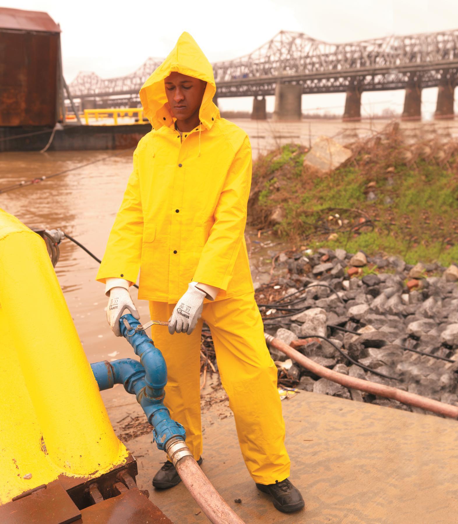 MCR Safety 2003X4 Classic PVC/Polyester 3-Piece Rainsuit with Attached Hood Yellow 4X-Large