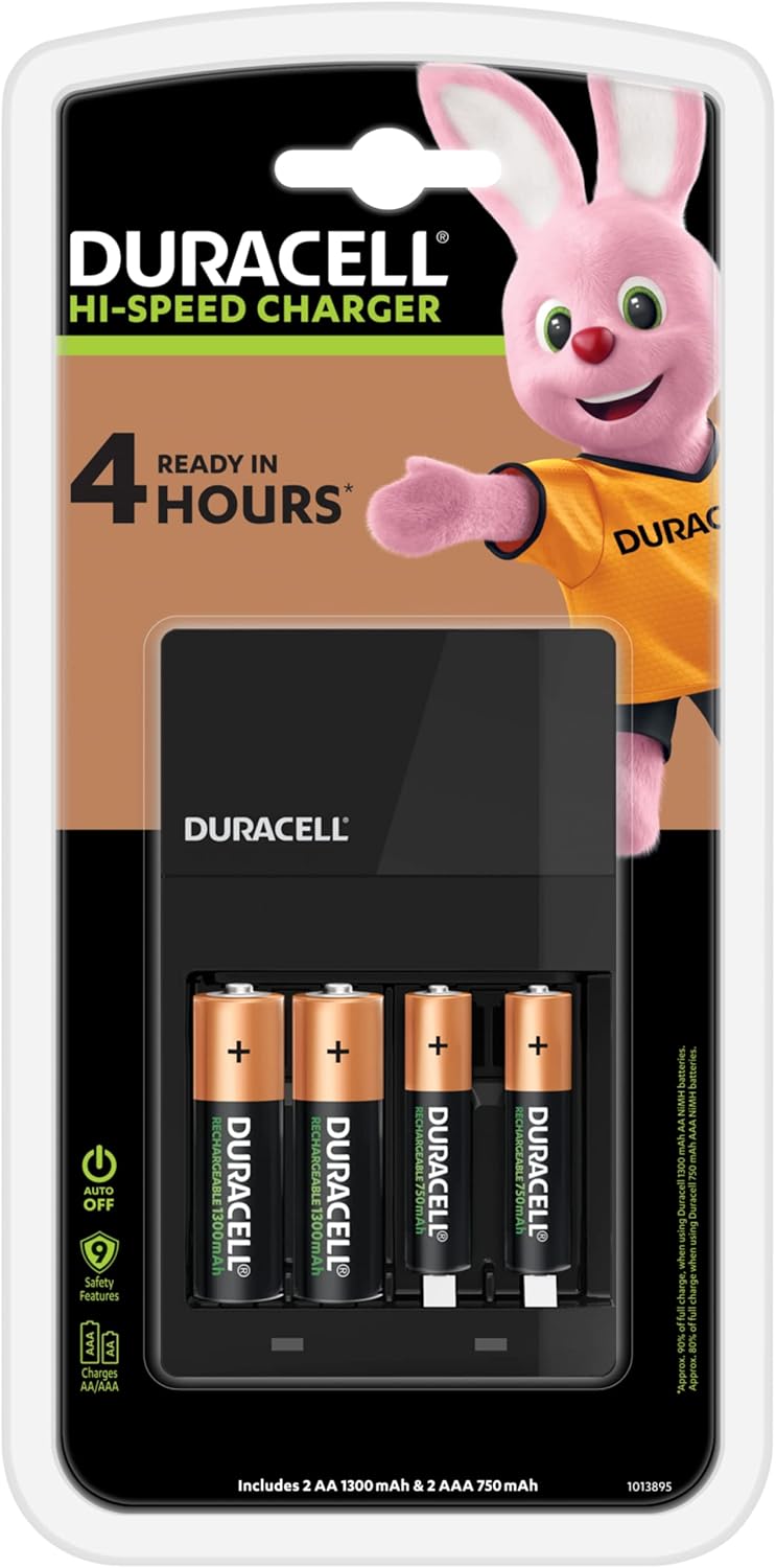 Duracell CEF14 4 Hours Battery Charger with 2 AA and 2 AAA