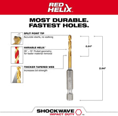 Milwaukee 48-89-4605 Impact Drill Bit 1/8 Diameter 29/32 35 Degree Helix Flute 1/4 Hex Shank 135 Degree