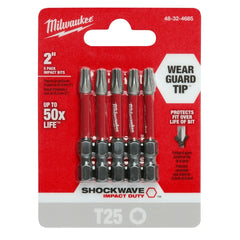 Milwaukee 48-32-4685 Shockwave 2 in Impact Torx T25 Power Bits 5PK