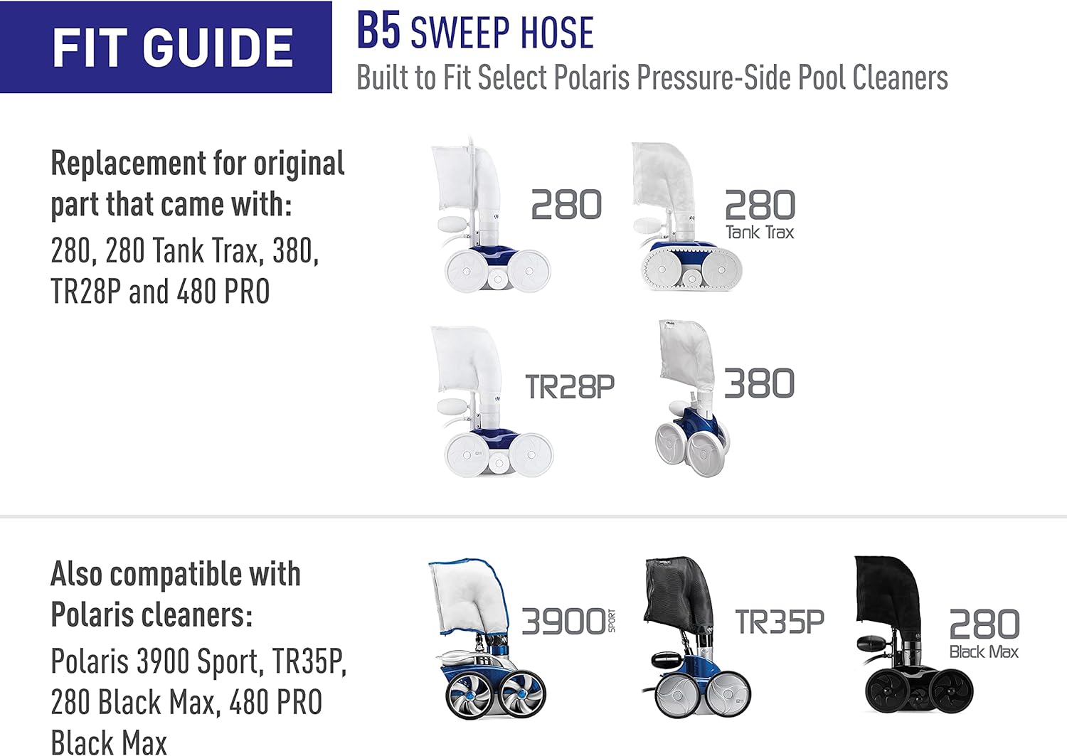 Polaris B5 Sweep Hose Complete Replacement for Pressure-Side Pool Cleaner 280, 280 Tank Trax, 380, TR28P