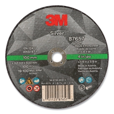 3M 7100141050 Silver Cut-Off Wheel 4 x 0.25 in. Silver Cut-Off Wheel