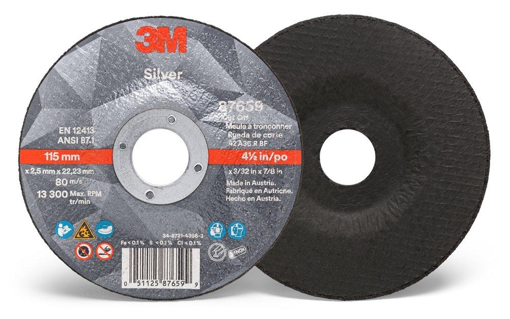 3M 7100141055 Silver Cut-Off Wheel 4.5 x 0.094 x 7/8 Inches