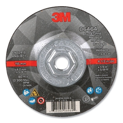 3M 7100245014 Cut and Grind Wheel 36+ Grit 4.5 in 5/8-11 Arbor