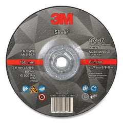 3M 7100244821 Silver Depressed Center Grinding Wheel Precision Shaped Ceramic 6 in dia 5/8 in-11 arbor 36 Grit Threaded Mounting