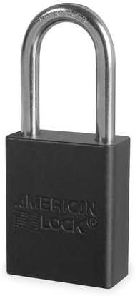 AMERICAN LOCK American Lock A1106BLK Lockout Padlock Keyed Different Black 1/4 Inch Diameter