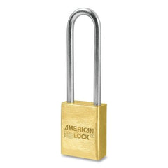 American Lock A42 Solid Brass Padlock, 1-4 In Dia, 3 In L, 3-4 In W, Keyed Different