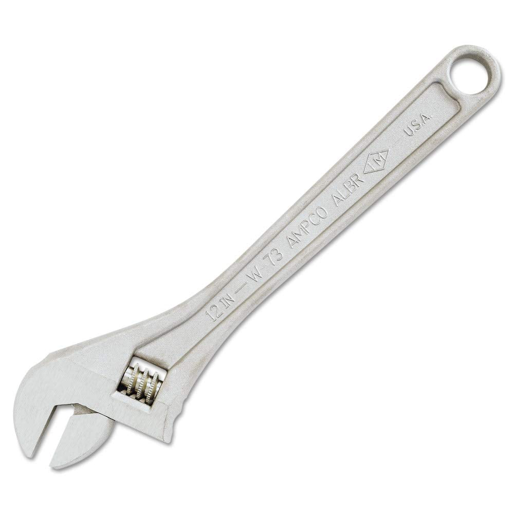 Ampco Safety Tools W-73 Wrench with Adjustable End Non-Sparking Non-Magnetic Corrosion Resistant 12 OAL