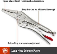 Crescent C6NVN-08 6 Inch Long Nose Locking Pliers with Wire Cutter