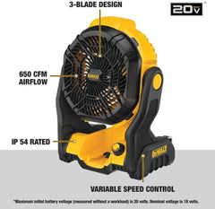 Dewalt DCE512B 20V Max Jobsite Fan Cordless Portable Bare Tool Only 12x8x14 Inches