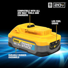 DEWALT DCBP520 Powerstack 20V MAX Battery Starter Kit, Rechargeable, 5Ah, Lithium Ion