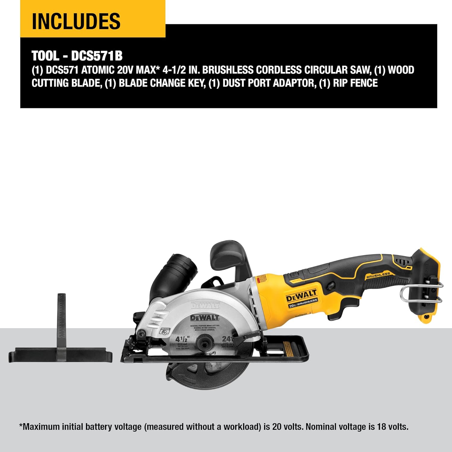 DEWALT DCS571B ATOMIC 20V MAX Circular Saw 4-1/2-Inch Tool Only