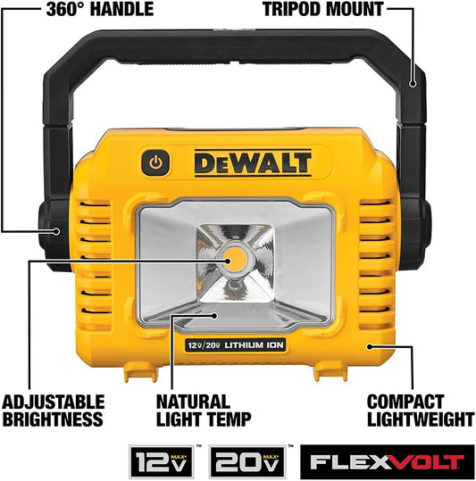 DeWalt DCL077B 12V/20V MAX LED Work Light Compact 360 Degree Rotating Handle 2000 Lumens Cordless Bare Tool