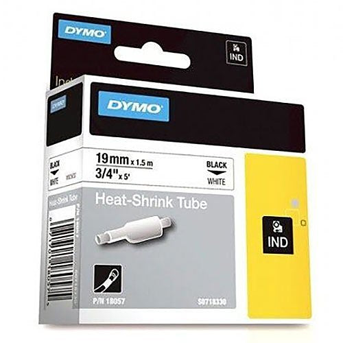 DYMO 18057 Rhino White Heat Shrink Tubing, 19mm, Black Text