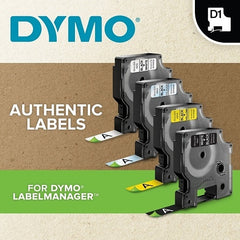 DYMO 45013 D1 Electronic Tape Cartridge White Text on Black Label 23 ft 1/2 in