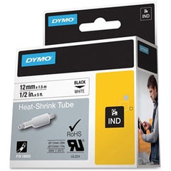 DYMO 18055 Rhino Heat Shrink Tubing for Wire and Cable, 1/2 inch x 60 feet, White