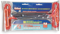 Eklind Tool 53910 Cushion Grip Hex T-Key Set 10 Per Pouch Inch 9 in Handle