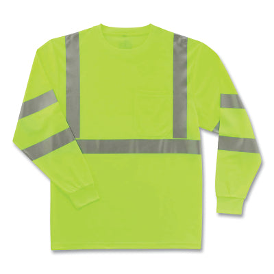 Ergodyne 21714 GloWear 8391 Type R Class 3 Long Sleeve T-Shirt Polyester Hi-Vis Orange Large