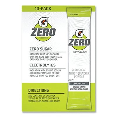 Gatorade 5023 G Zero Powder Stick 0.10 oz Volume 16.9 oz Yield Lemon-Lime