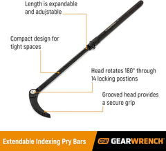 GearWrench 82220 33 Inch Extendable Indexing Pry Bar