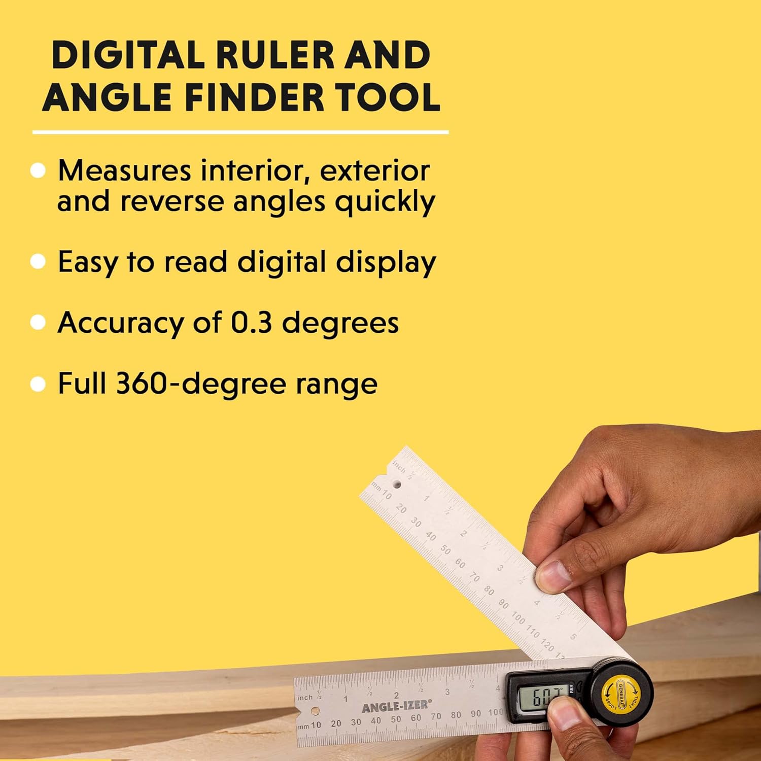 General Tools 822 Digital Angle Finder 5 Inch Stainless Steel