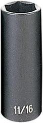 Grey Pneumatic 1022D Impact Socket 3/8 in Drive Size 11/16 in Socket Size Hex 6-point Deep Length