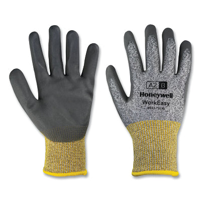 Honeywell WE22-7313G-7/S WorkEasy Gloves Nitrile Palm Coating Small Gray Yellow