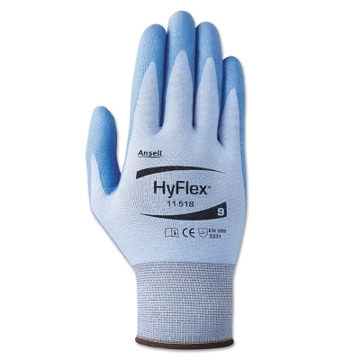 Ansell 111710 HyFlex 11-518 Polyurethane Palm Coated Gloves Size 9 Blue/Gray