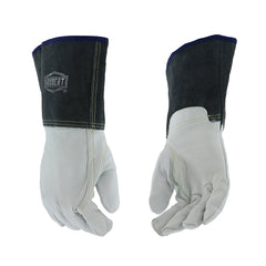 Ironcat 6144/M Premium Top Grain Kidskin Leather TIG Welding Gloves Medium Black/Natural Gauntlet Cuff