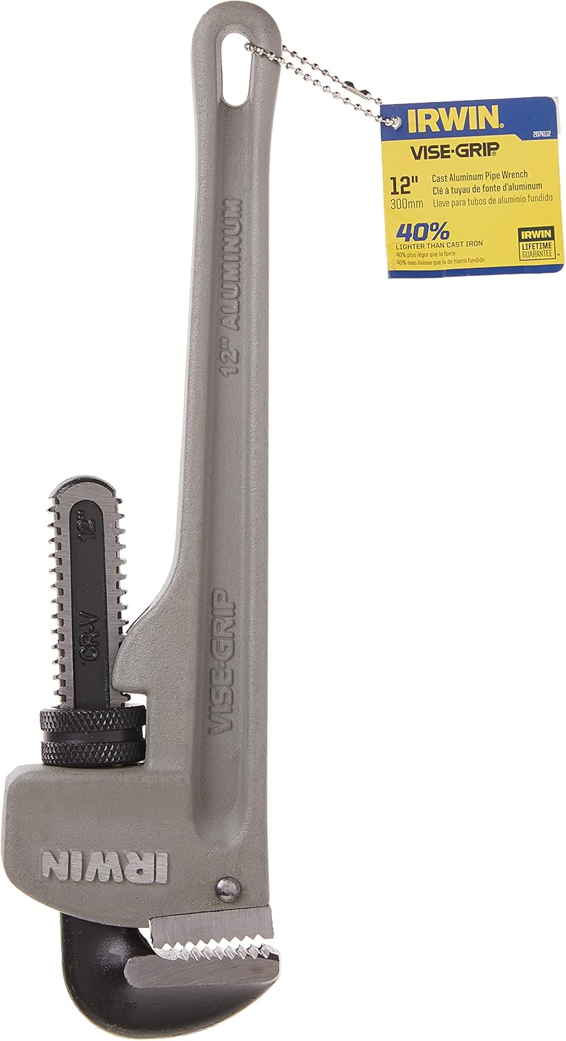 IRWIN Irwin 2074112 Cast Aluminum Pipe Wrench 12 Inch 2 Inch Jaw Capacity