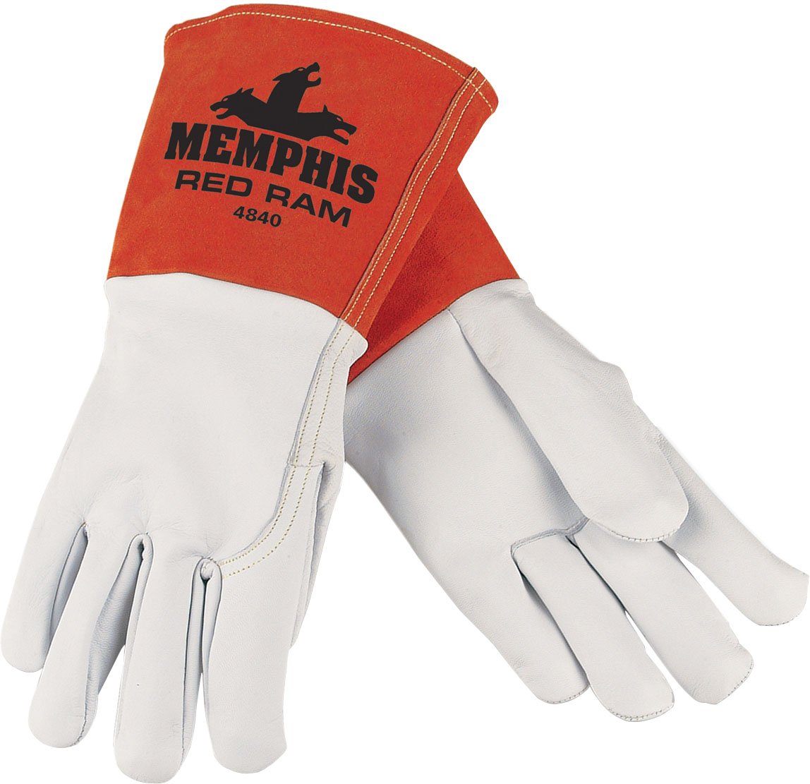 MCR Safety 4840M Red Ram Premium Grade Grain Goatskin Mig/Tig Welder Gloves Medium