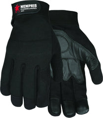 MCR Safety 903L Fasguard Synthetic Leather Palm Multi-Task Gloves Adjustable Black Large 1-Pair